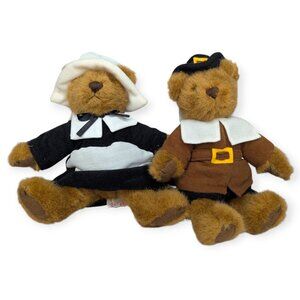 Vintage 1994 Dakin Pilgrim Bears Pair 8" Tall